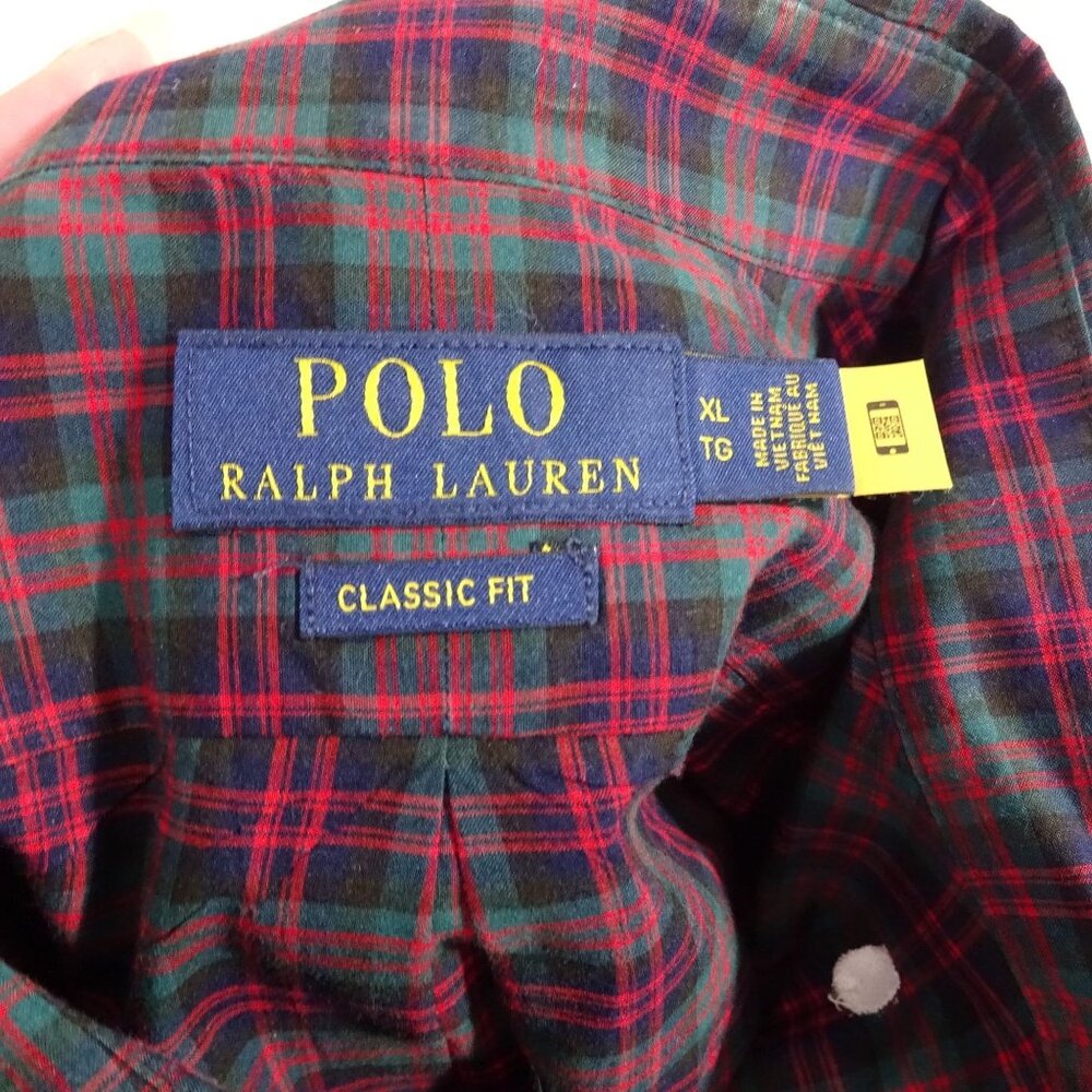 Polo Ralph Lauren Men Classic Fit Plaid Button Down Shirt Red Green XL Christmas - Picture 6 of 12